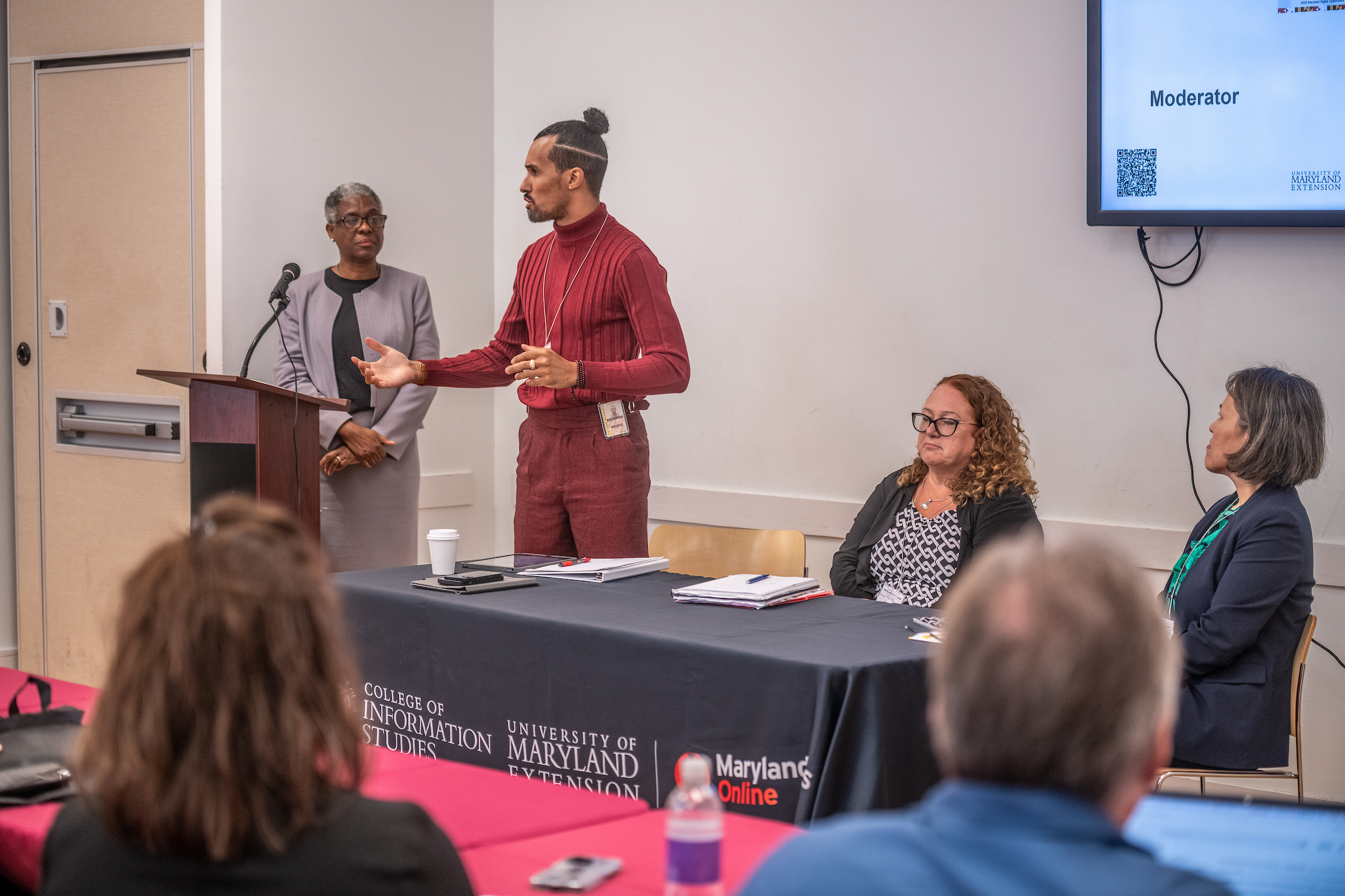 Infrastructure & Access Breakout Panel, left to right: Claudia Wilson Randall, Executive Director, Community Development Network of Maryland; Ronnie Hammond, Director, Maryland Office of Statewide Broadband; Charlotte Davis, Executive Director,  Rural Maryland Council;  Kaori Hirakawa, M.A., Chief Executive Officer, One Language, LLC